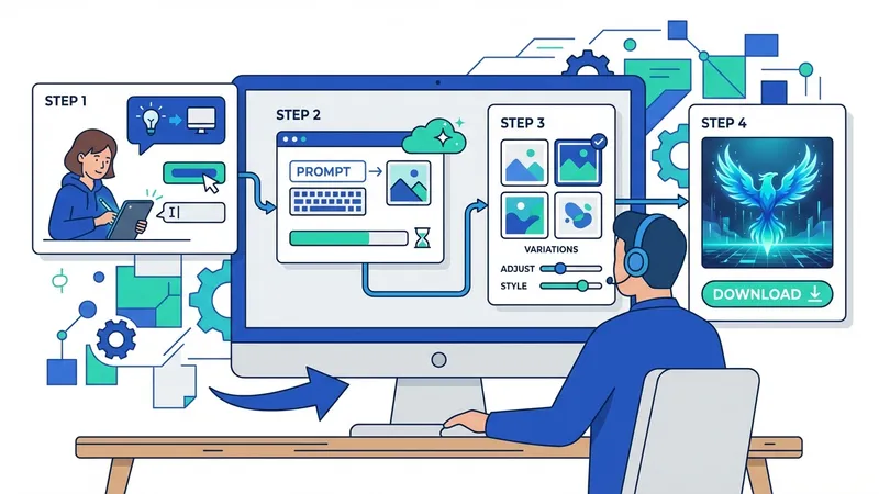 Antarmuka Adobe Firefly menunjukkan proses text-to-image dengan berbagai gaya visual