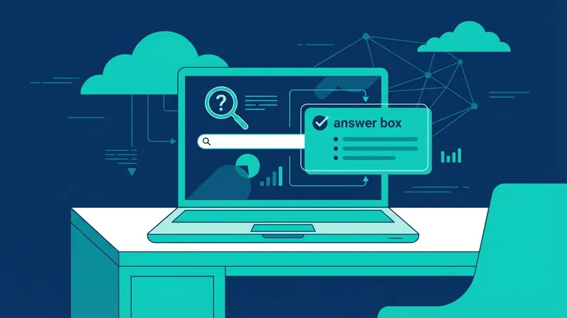 Ilustrasi AEO Answer Engine Optimization dengan elemen AI dan pencarian