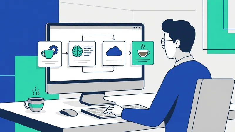 Petani kopi menggunakan tablet untuk memantau data dari sensor di perkebunan kopi yang luas