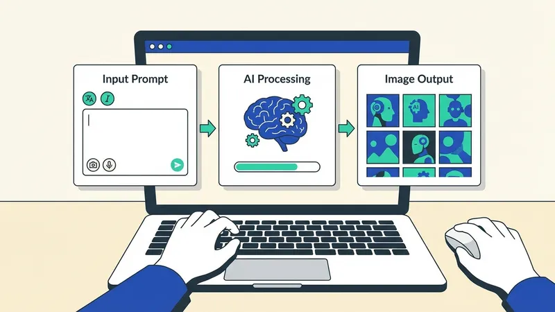 Tim bisnis berdiskusi sambil melihat hasil AI image generator