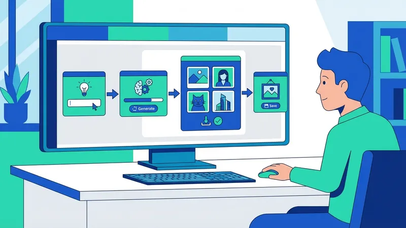 Diagram alur kerja AI image generator dari prompt ke gambar