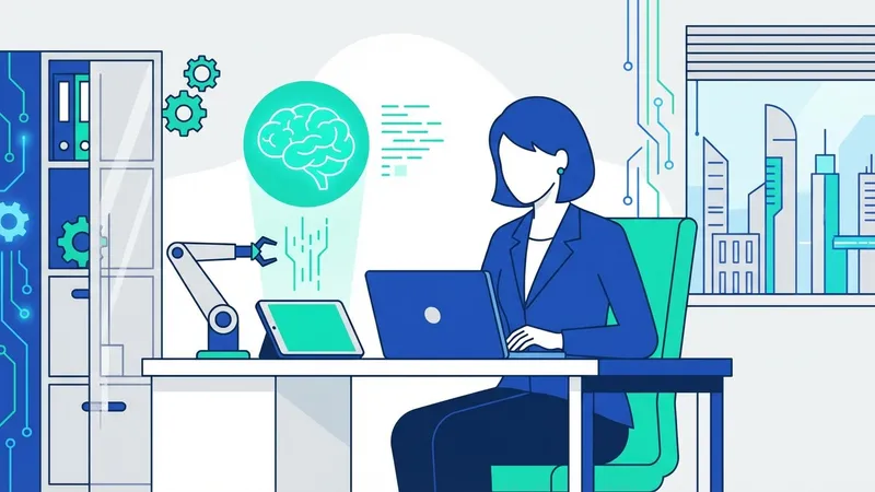 Mahasiswa berdiskusi dengan dosen, laptop menampilkan hasil analisis AI