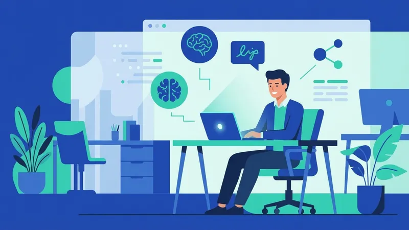 Grafik pertumbuhan AI dan copywriting dengan latar belakang kota modern