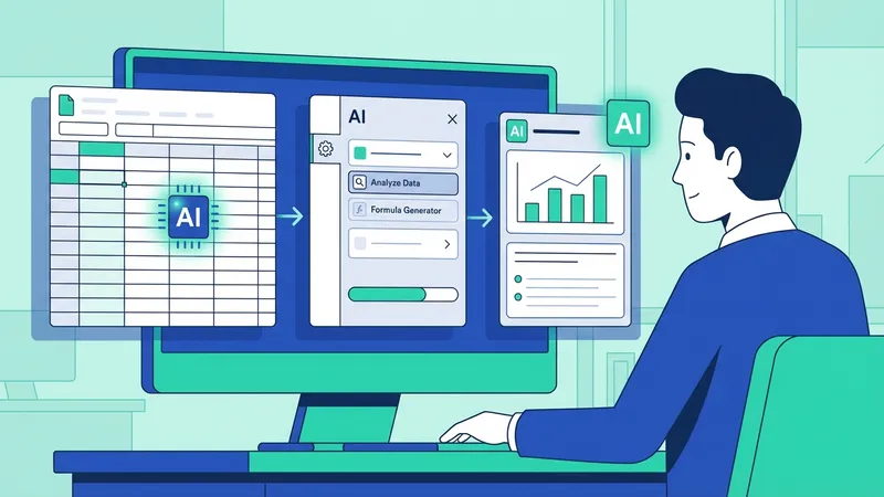 Seseorang menggunakan AI di Excel untuk mengelola data bisnis