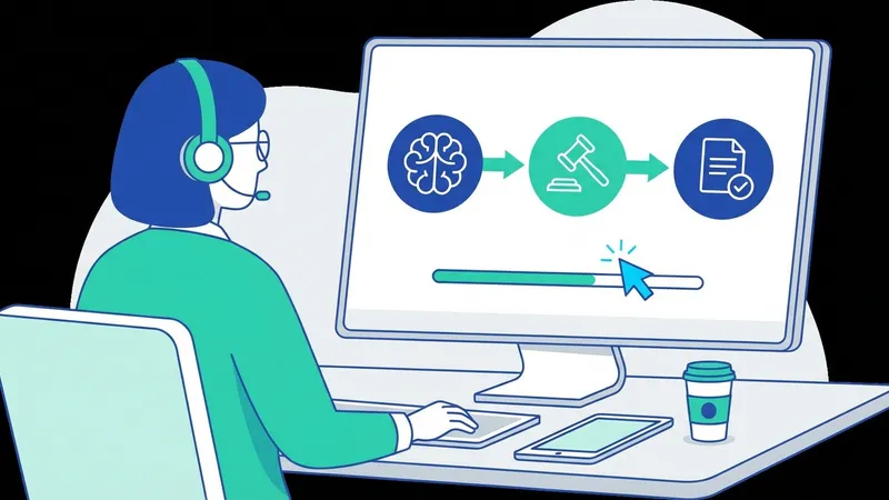 Tim hukum berdiskusi dengan bantuan analisis AI