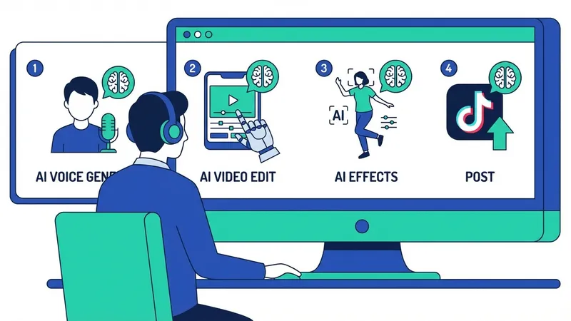 Seorang kreator TikTok menggunakan aplikasi AI untuk editing video