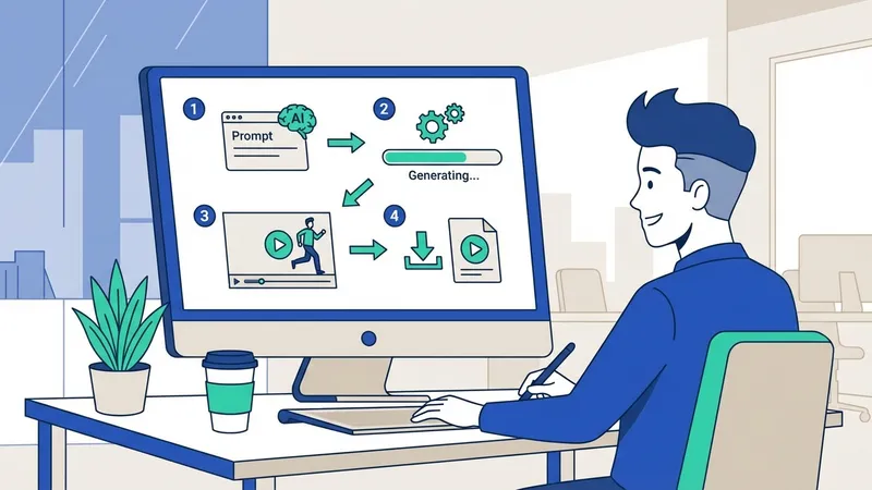 Diagram alur kerja AI video generator dari teks ke video jadi