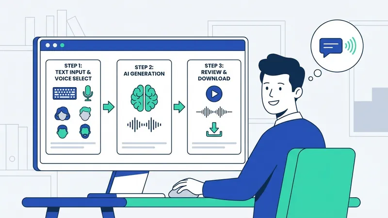 Ilustrasi berbagai fitur AI Voice Generator seperti kloning suara, pilihan gaya, dan dukungan multibahasa