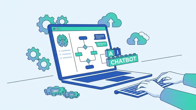 Ilustrasi seseorang sedang membuat chatbot AI di laptop