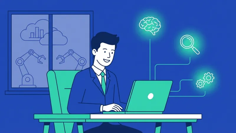 Seorang profesional sedang bekerja dengan AI, menunjukkan keseimbangan antara teknologi dan sentuhan manusia