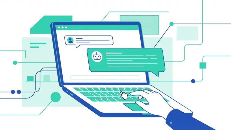 Ilustrasi seseorang sedang menggunakan ChatGPT di laptop