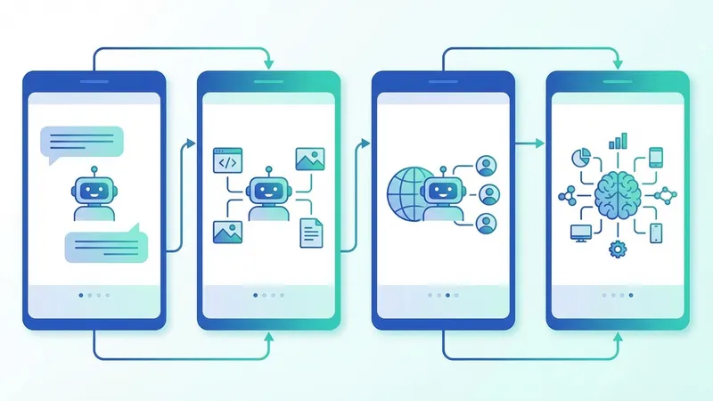 Ilustrasi perbandingan beberapa platform chat AI populer dengan logo masing-masing, menunjukkan keberagaman pilihan