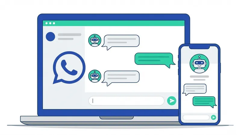 Ilustrasi chat bot WhatsApp melayani pelanggan di smartphone