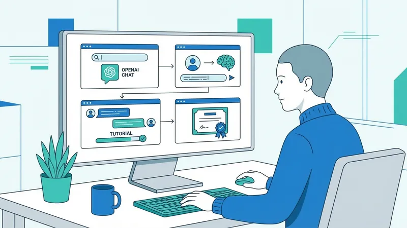 Ilustrasi seseorang sedang mengetik prompt di antarmuka chat OpenAI