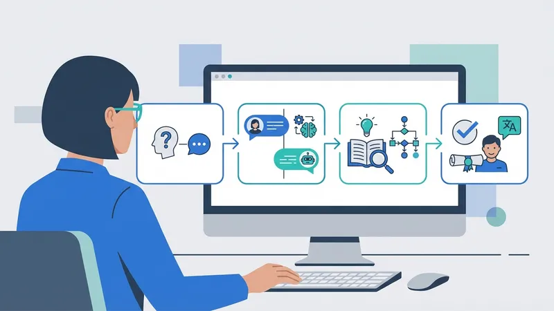 Seorang pebisnis wanita tersenyum sambil melihat grafik pertumbuhan yang dihasilkan dari implementasi chatbot AI