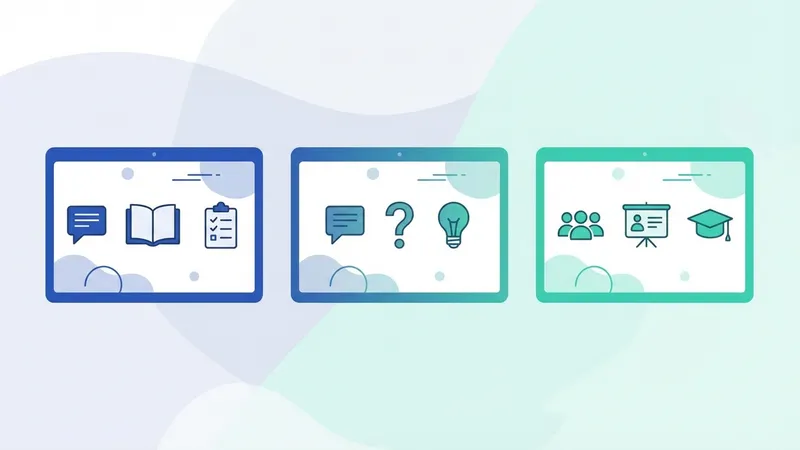 Guru dan siswa berdiskusi di depan papan tulis digital dengan elemen AI