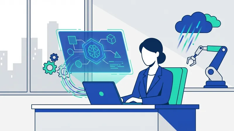 Jalur waktu futuristik menuju AGI, menunjukkan tahapan dari Narrow AI ke AGI dengan simbol-simbol kemajuan teknologi