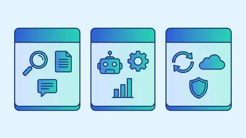 Seorang pebisnis tersenyum di depan laptop dengan logo Copilot AI, menunjukkan peningkatan efisiensi kerja