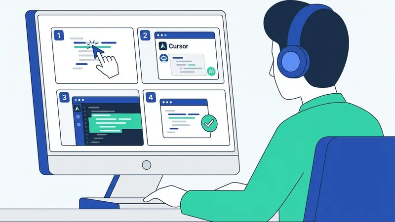 Antarmuka Cursor AI menunjukkan fitur chat dengan kode