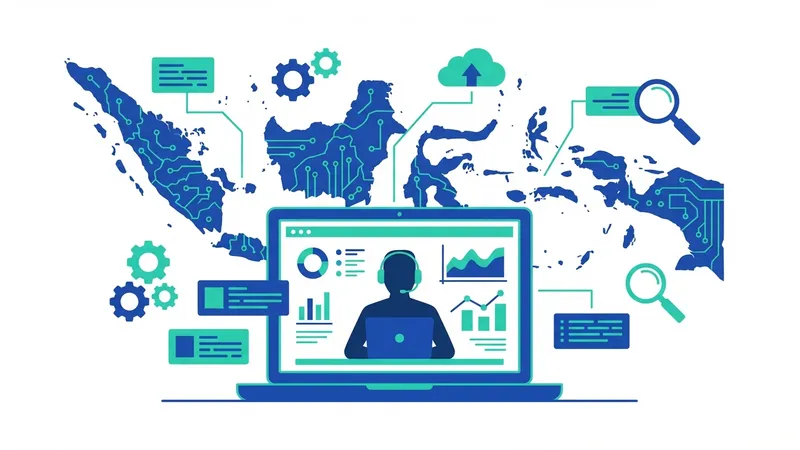 Seorang data scientist Indonesia sedang menganalisis data di depan layar komputer