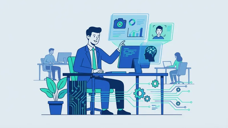 Ilustrasi masa depan deepfake dengan perpaduan teknologi canggih dan tantangan etika