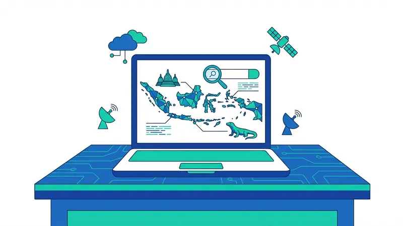 Ilustrasi DeepSeek AI dan peta Indonesia dengan koneksi digital