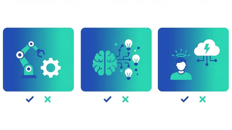Ilustrasi berbagai aplikasi AI seperti robot, data, dan analitik