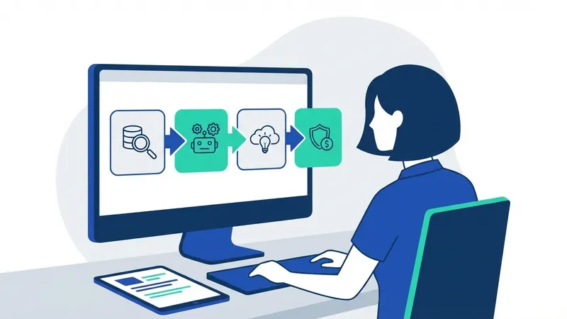 Ilustrasi robot yang bekerja di pabrik menunjukkan peningkatan efisiensi berkat AI