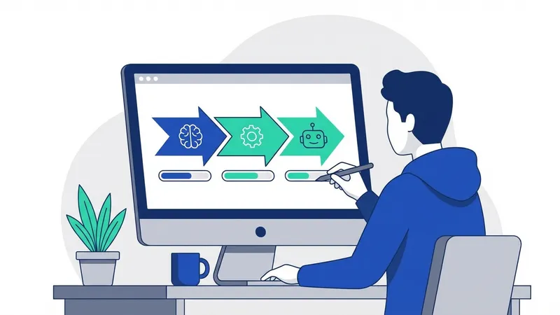 Diagram alur kerja AI yang menunjukkan input data, pemrosesan, dan output cerdas
