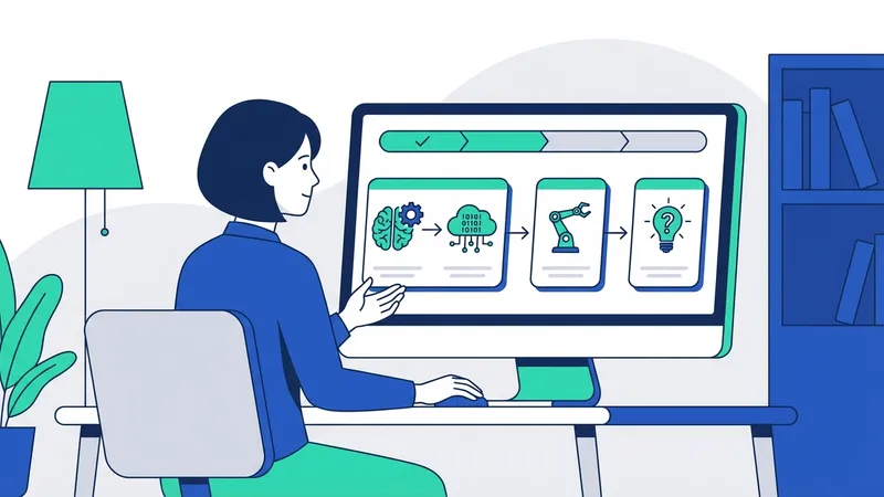 Diagram alur kerja dasar kecerdasan buatan, menunjukkan input data, proses algoritma, dan output keputusan