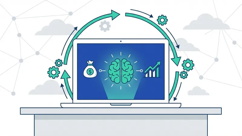 Ilustrasi seseorang menikmati passive income yang dihasilkan oleh AI di komputer