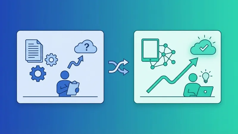 Grafik pertumbuhan bisnis yang menunjukkan panah naik, melambangkan manfaat transformasi digital