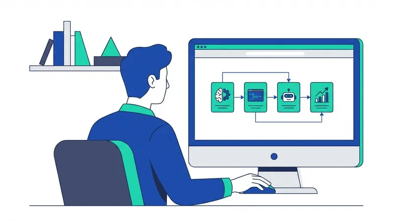 Ilustrasi konsep machine learning dengan data dan algoritma