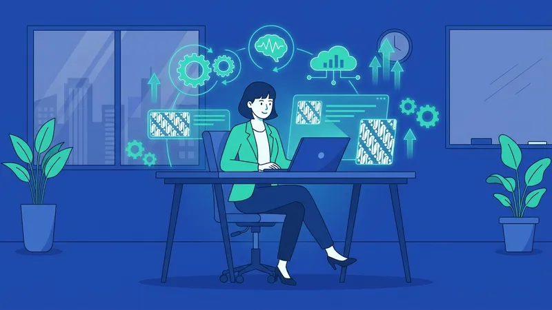 Ilustrasi masa depan AI di Indonesia, dengan robot dan manusia yang berkolaborasi di lingkungan kota modern yang hijau