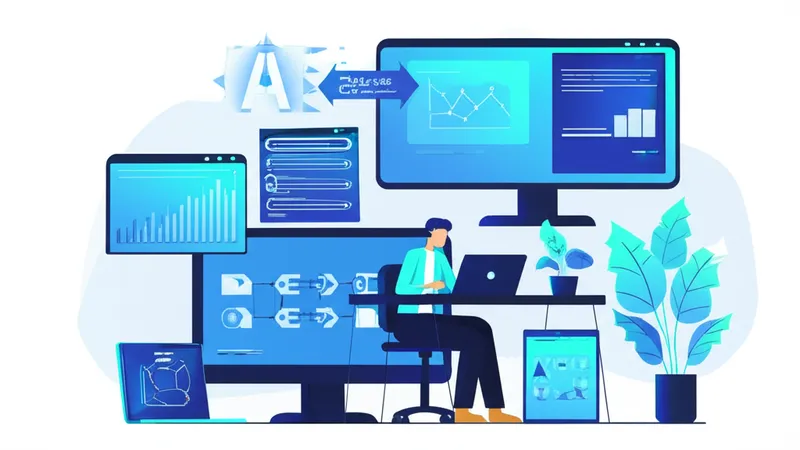 Seorang praktisi AI bisnis sedang menganalisis data operasional perusahaan menggunakan dashboard kecerdasan buatan