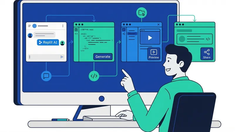 Antarmuka Replit AI yang menunjukkan fitur code completion