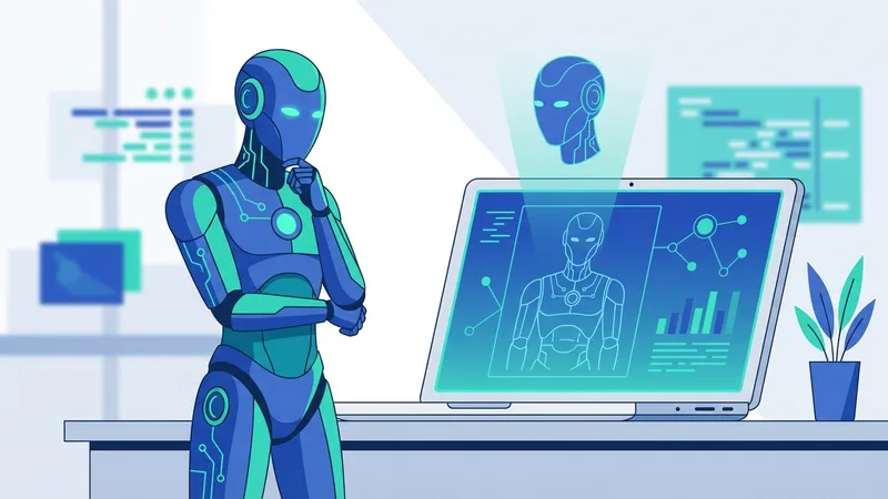Robot humanoid berinteraksi dengan manusia