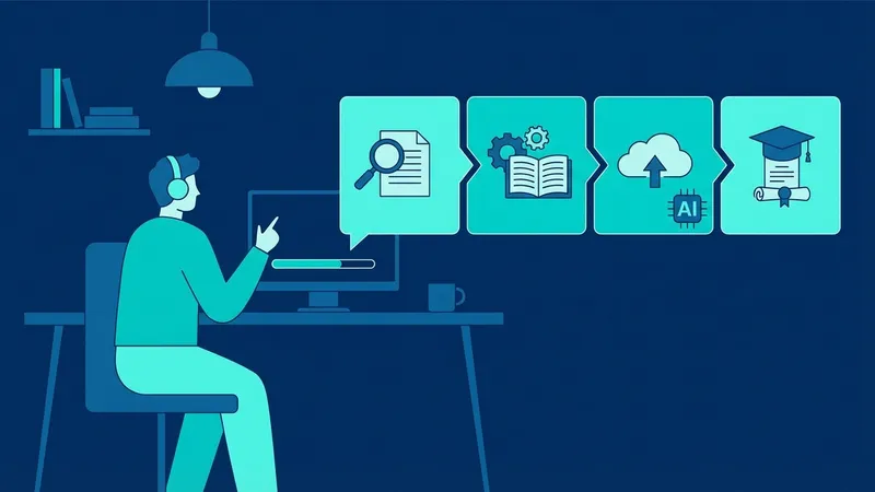 Ilustrasi berbagai bidang AI seperti robotika, analisis data, dan machine learning