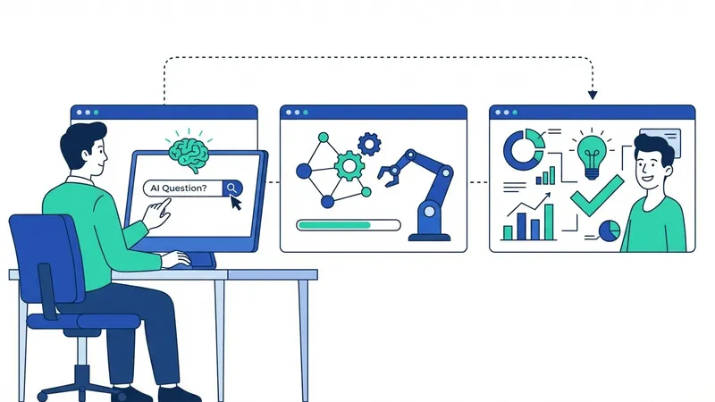 Diagram alur kerja AI di web yang menunjukkan pengumpulan data, analisis, dan personalisasi