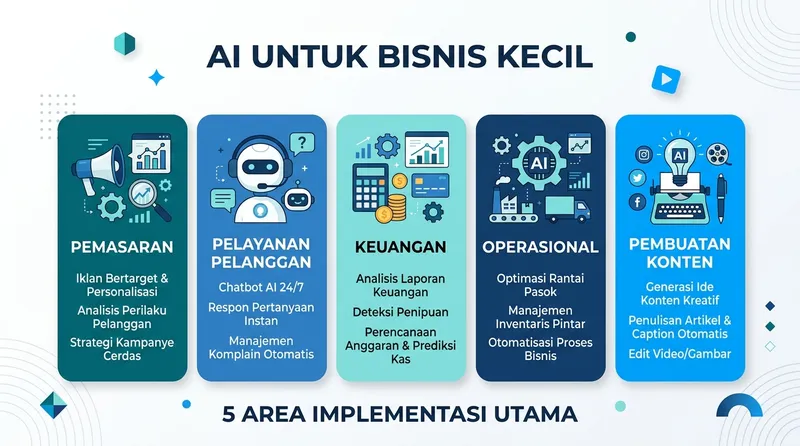 7 area implementasi AI untuk UMKM - pemasaran konten customer service operasional