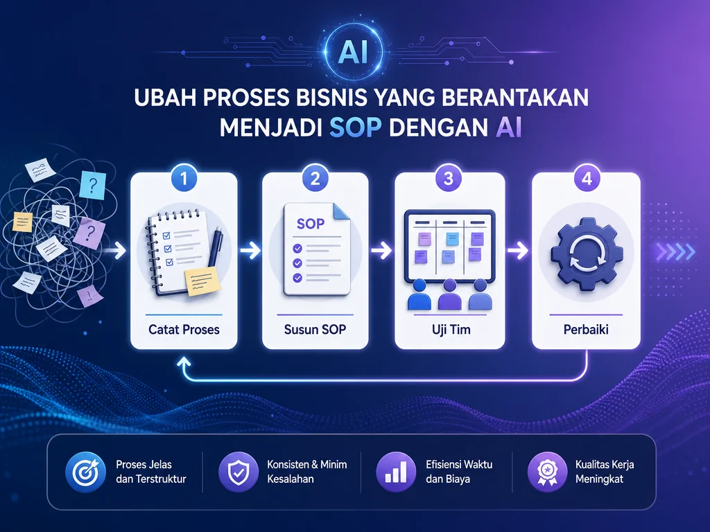 Alur membuat SOP bisnis dengan AI dari catat proses sampai perbaikan