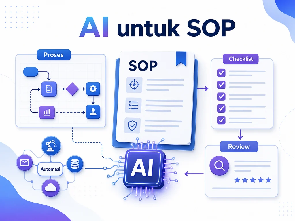 AI untuk SOP bisnis membantu merapikan proses kerja, checklist, dan review operasional