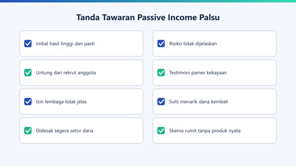 Daftar delapan tanda tawaran passive income atau investasi yang patut dicurigai