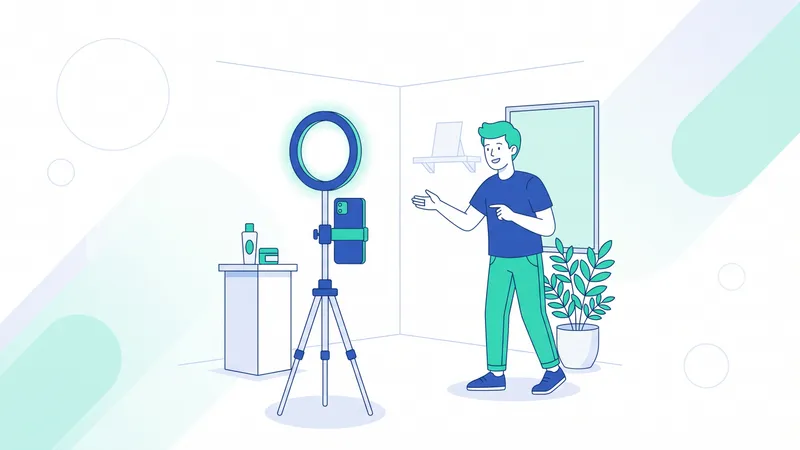 Kreator merekam video vertikal pendek untuk promosi produk
