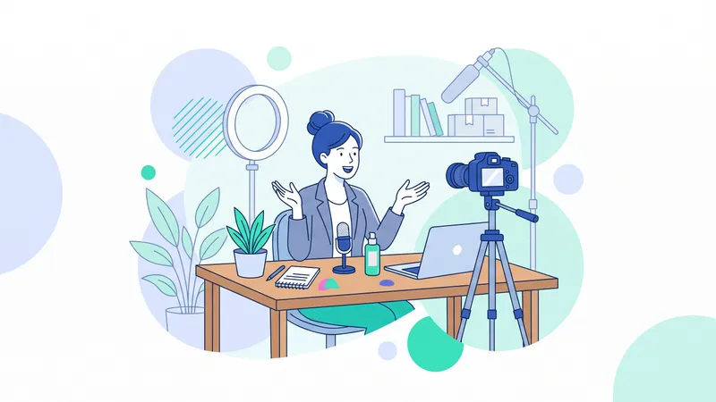 Pemilik bisnis merekam video tutorial produk